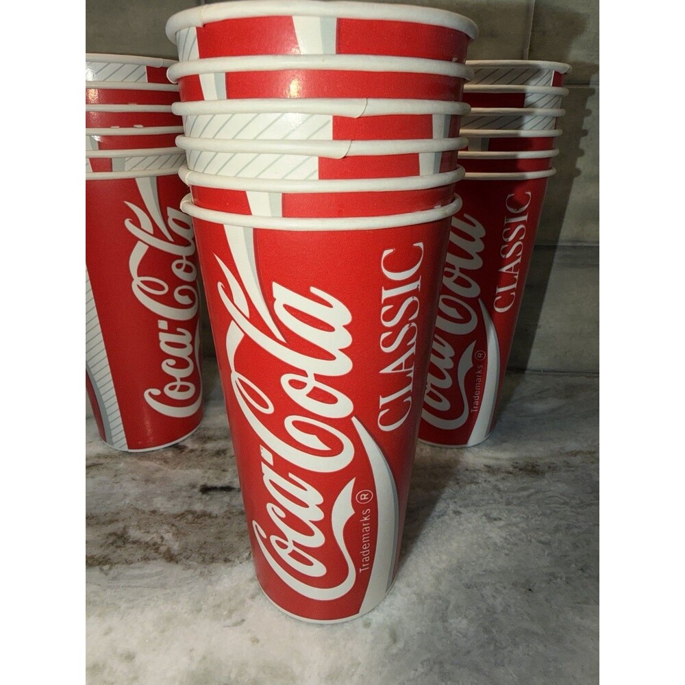 1980s Coca Cola Coke Classic Diet Coke 12 oz Vending Wax Paper Cups -18 Cups NOS - Picture 2 of 7